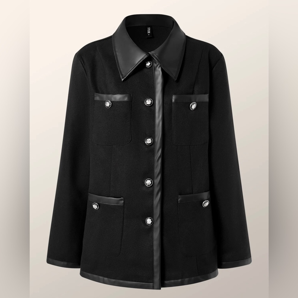 Urban plain split joint shirt collar jacket